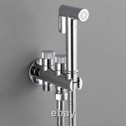 Brass Handheld Toilet Bidet Sprayer with Single Cold Dual Switch Valve Hose Set