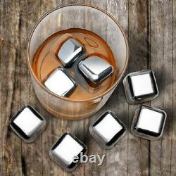 Bulk Pack 100x Stainless Steel Ice Cubes Metal Stones Whiskey Whisky Rocks Wine