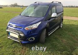Bull Bar + Chrome Spots For 2014+ Ford Transit Tourneo Connect Nudge Chin A Bar