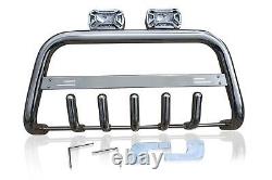Bull Bar + Rectangle Spots x2 For Ford Transit Tourneo Connect 2014+ -Detachable