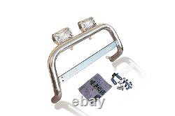 Bull Bar Stainless + Spots x2 For Mitsubishi Pajero 07 15 Detachable Logo 4x4