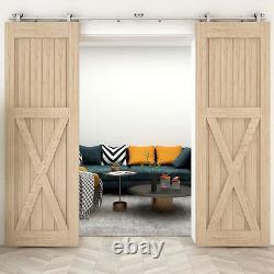 CCJH 9FT/274cm Stainless Steel Sliding Barn Wood Door Hardware Track Kit Top T