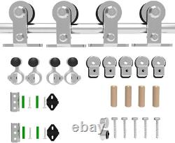 CCJH 9FT/274cm Stainless Steel Sliding Barn Wood Door Hardware Track Kit Top T