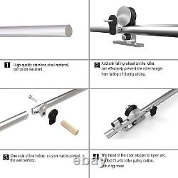 CCJH 9FT/274cm Stainless Steel Sliding Barn Wood Door Hardware Track Kit Top T
