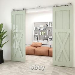 CCJH 9FT/274cm Stainless Steel Sliding Barn Wood Door Hardware Track Kit Top T