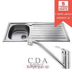 CDA CBS120SS Stainless Steel 1 Bowl Kitchen Sink & CDA Single Lever Chrome Tap