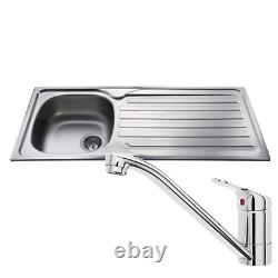 CDA CBS120SS Stainless Steel 1 Bowl Kitchen Sink & CDA Single Lever Chrome Tap