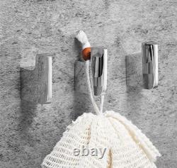 Chrome 3pcs Bath Towel Holder Bathroom Robe Hook Hand Towel Hanger Soild Brass