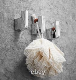 Chrome 3pcs Bath Towel Holder Bathroom Robe Hook Hand Towel Hanger Soild Brass