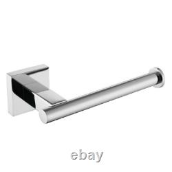 Chrome 4 Piece Bathroom Set Towel Bar Toilet Paper Holder Towel Ring Towel Hook
