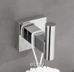 Chrome 4 Piece Bathroom Set Towel Bar Toilet Paper Holder Towel Ring Towel Hook
