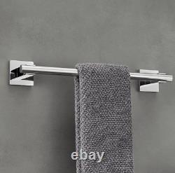 Chrome 4 Piece Bathroom Set Towel Bar Toilet Paper Holder Towel Ring Towel Hook