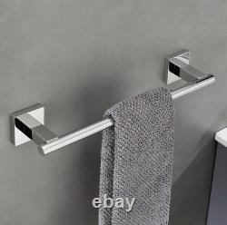 Chrome 4 Piece Bathroom Set Towel Bar Toilet Paper Holder Towel Ring Towel Hook