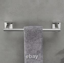 Chrome 4 Piece Bathroom Set Towel Bar Toilet Paper Holder Towel Ring Towel Hook