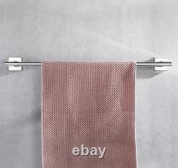 Chrome 4 Piece Bathroom Set Towel Bar Toilet Paper Holder Towel Ring Towel Hook