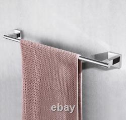 Chrome 4 Piece Bathroom Set Towel Bar Toilet Paper Holder Towel Ring Towel Hook