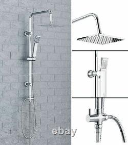 Chrome Bath Shower Mixer Tap with Basin Tap & 3 Way Square Rigid Riser Kit W