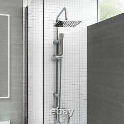 Chrome Bath Shower Mixer Tap with Basin Tap & 3 Way Square Rigid Riser Kit W