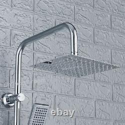 Chrome Bath Shower Mixer Tap with Basin Tap & 3 Way Square Rigid Riser Kit W