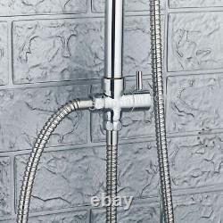 Chrome Bath Shower Mixer Tap with Basin Tap & 3 Way Square Rigid Riser Kit W