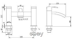 Chrome Bath Shower Mixer Tap with Basin Tap & 3 Way Square Rigid Riser Kit W