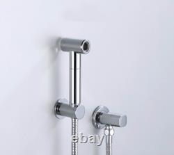Chrome Bathroom Wall Mounted Brass Handheld Toilet Bidet Sprayer Hose Holder Set