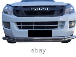 Chrome Double Spoiler Bull Bar S. STEEL FITS ISUZU DMAX 2012-202076 mm