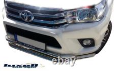 Chrome Double Spoiler Bull Bar S. STEEL FITS TOYOTA HILUX 2015-202076 mm