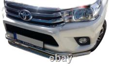 Chrome Double Spoiler Bull Bar S. STEEL FITS TOYOTA HILUX 2015-202076 mm