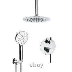 Chrome Dual Shower Set Concealed 2 Way Mixer Valve Kit Ceiling Arm 9 Rain Head