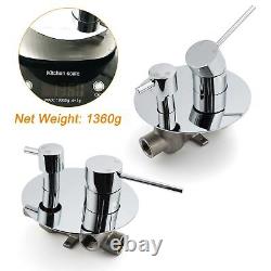 Chrome Dual Shower Set Concealed 2 Way Mixer Valve Kit Ceiling Arm 9 Rain Head