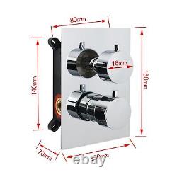 Chrome Dual Shower Set Concealed Mixer Ceiling Arm 9 Shower Handset Holder Kit
