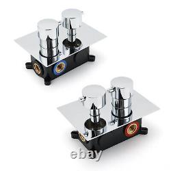 Chrome Dual Shower Set Concealed Mixer Ceiling Arm 9 Shower Handset Holder Kit