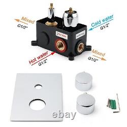 Chrome Dual Shower Set Concealed Mixer Ceiling Arm 9 Shower Handset Holder Kit