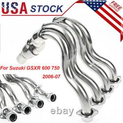 Chrome Exhaust Downpipes Header Pipe For Suzuki GSXR 600 750 2006-2007 Stainless