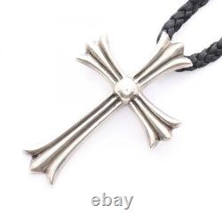 Chrome Hearts Small Ch Cross Necklace Jewelry Stainless Steel Leather Silv JA632