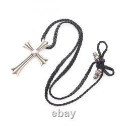 Chrome Hearts Small Ch Cross Necklace Jewelry Stainless Steel Leather Silv JA632