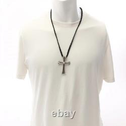 Chrome Hearts Small Ch Cross Necklace Jewelry Stainless Steel Leather Silv JA632