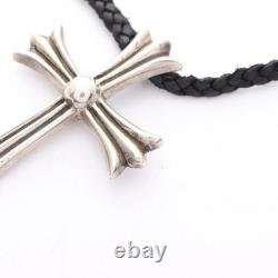 Chrome Hearts Small Ch Cross Necklace Jewelry Stainless Steel Leather Silv JA632