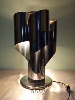 Chrome Metal Table Lamp Stainless Steel F 17 Space Age'70s Vintage Design