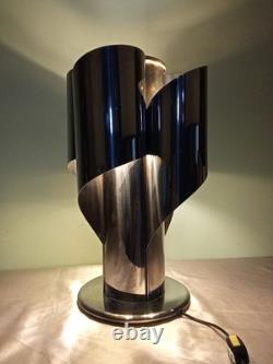 Chrome Metal Table Lamp Stainless Steel F 17 Space Age'70s Vintage Design