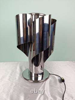Chrome Metal Table Lamp Stainless Steel F 17 Space Age'70s Vintage Design