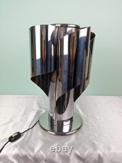 Chrome Metal Table Lamp Stainless Steel F 17 Space Age'70s Vintage Design