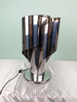 Chrome Metal Table Lamp Stainless Steel F 17 Space Age'70s Vintage Design