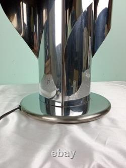 Chrome Metal Table Lamp Stainless Steel F 17 Space Age'70s Vintage Design