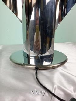 Chrome Metal Table Lamp Stainless Steel F 17 Space Age'70s Vintage Design