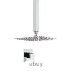 Chrome Square Shower Mixer Set 8 Stainless Steel Head 200mm Ceiling Dropper Arm