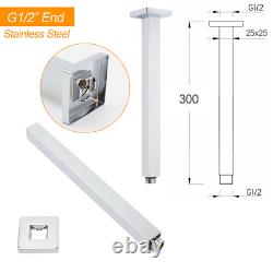 Chrome Square Shower Mixer Set 8 Stainless Steel Head 200mm Ceiling Dropper Arm