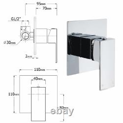 Chrome Square Shower Mixer Set 8 Stainless Steel Head 200mm Ceiling Dropper Arm