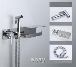 Chrome Stainless Steel Bidet Sprayer Mixing Valve Holder Toilet Paper Holder Set